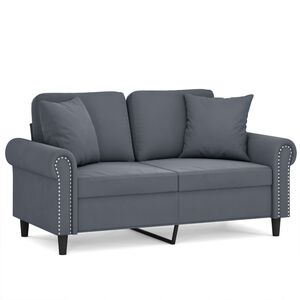 vidaXL Sof&aacute; 2 lug. c/ almofadas decorativas 120 cm veludo cinza-escuro