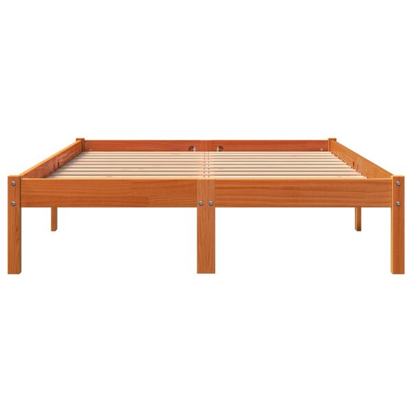 vidaXL Cama sem colch&atilde;o 135x190 cm madeira pinho maci&ccedil;a castanho-mel