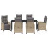 vidaXL Conjunto de Jantar para Jardim com almofada 7 pcs Bege vime PE