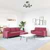 vidaXL 3pcs conjunto sof&aacute;s c/ almofad&otilde;es e rolos veludo vermelho tinto