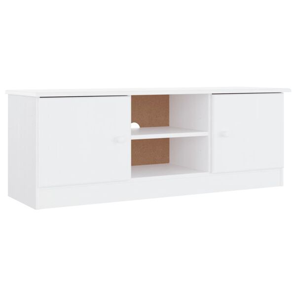 vidaXL M&oacute;vel de TV ALTA 112x35x41 cm madeira de pinho maci&ccedil;a branco