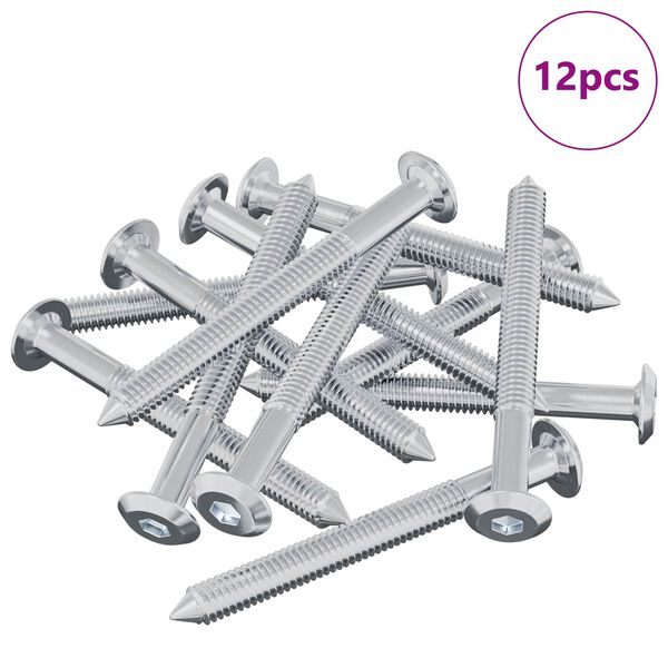 vidaXL Parafuso 12 pcs Prateado M6 x 60 mm A&ccedil;o
