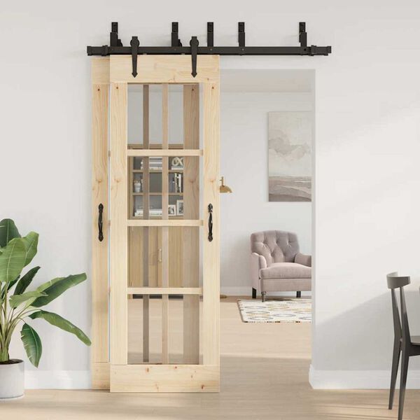 vidaXL Kit de ferragens para porta deslizante 152,5 cm aço preto