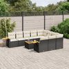 vidaXL 11 pcs conjunto sof&aacute;s de jardim c/ almofad&otilde;es vime PE preto