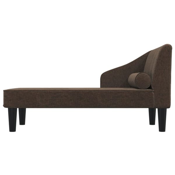 vidaXL Chaise longue com rolo tecido castanho-escuro