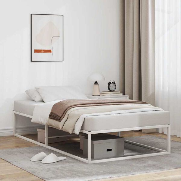 vidaXL Estrutura de cama sem colch&atilde;o branco 100x200 cm metal