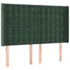 vidaXL Cabeceira de cama c/ LED veludo 147x16x118/128 cm verde-escuro