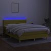 vidaXL Cama box spring c/ colch&atilde;o e LED 140x200 cm tecido verde