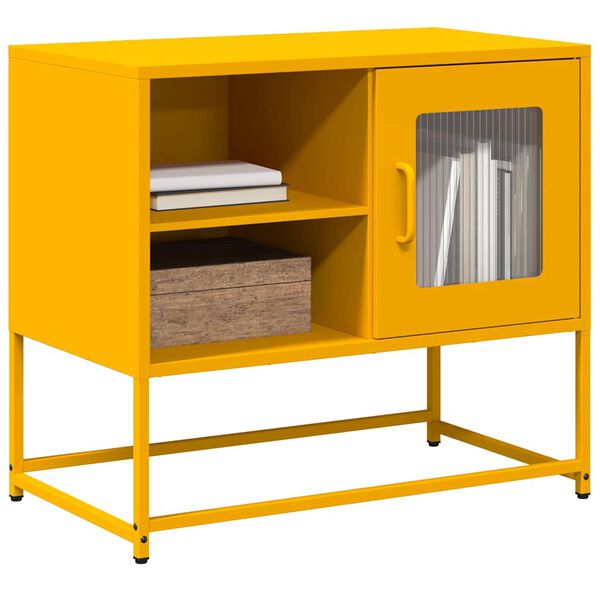 vidaXL Móvel de TV 68x39x60,5 cm aço amarelo mostarda