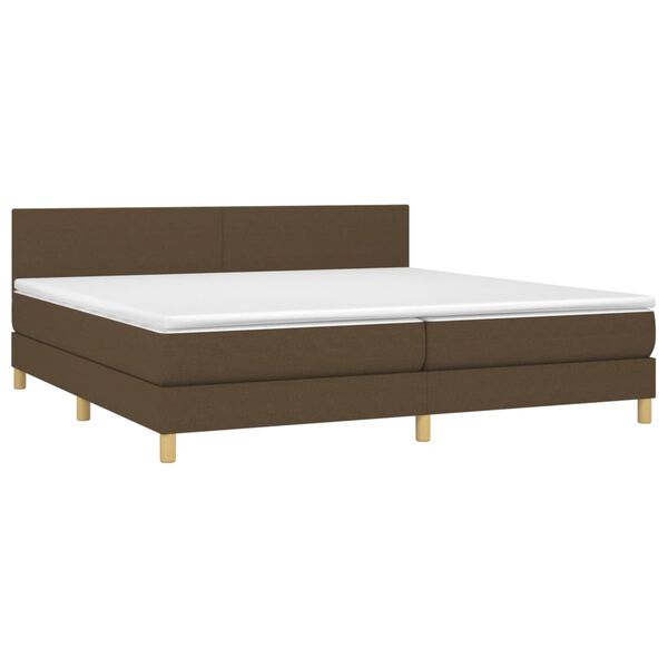 vidaXL Cama box spring c/ colch&atilde;o/LED 200x200cm tecido castanho-escuro