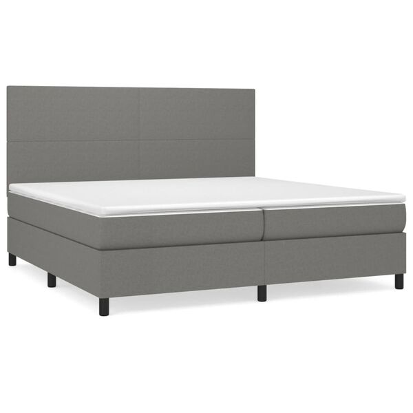 vidaXL Cama com molas/colch&atilde;o 200x200 cm tecido cinzento-escuro