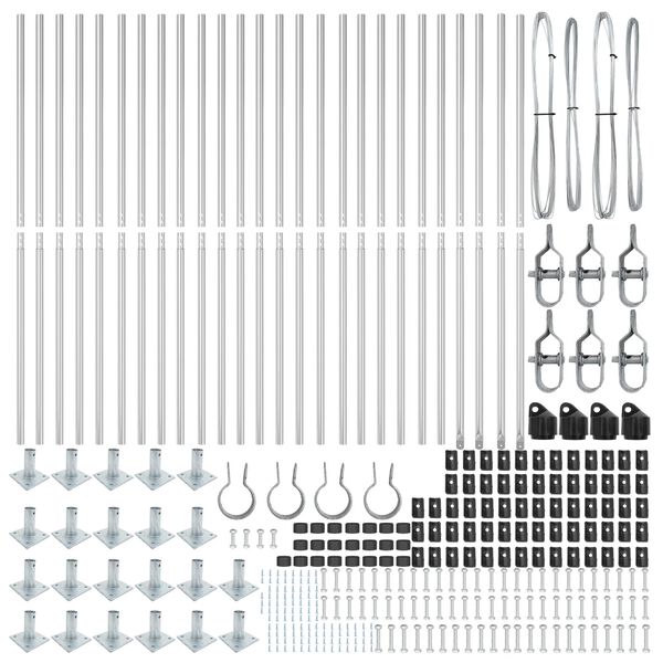 vidaXL Poste de Cerca Outros 26 pcs Cinzeto 3,2 x 3,2 x 78,5 cm Aço