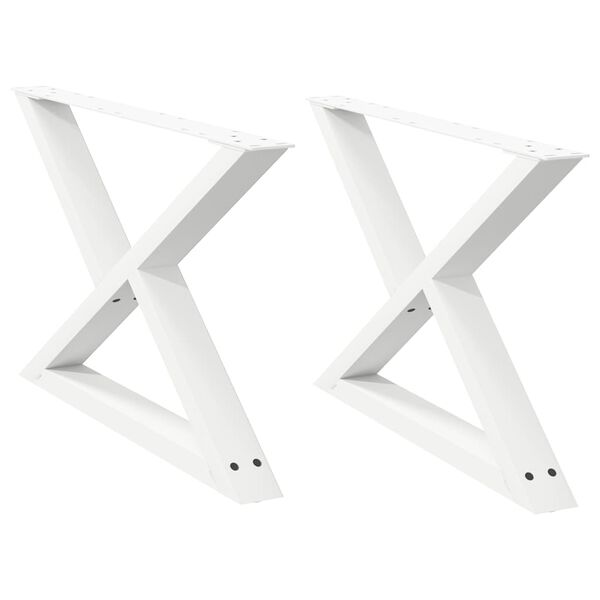 vidaXL P&eacute;s para mesa de centro 2 pe&ccedil;as, branco, 70x (42-43,3) cm, a&ccedil;o