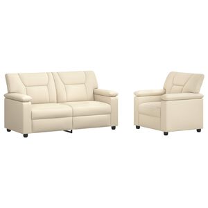 vidaXL Conjunto de Sof&aacute;s 2 pcs Creme Couro Sint&eacute;tico