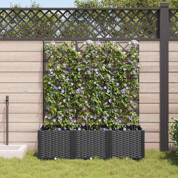 vidaXL Vaso de Jardim 3 pcs Preto 120 x 40 x 143 cm A&ccedil;o