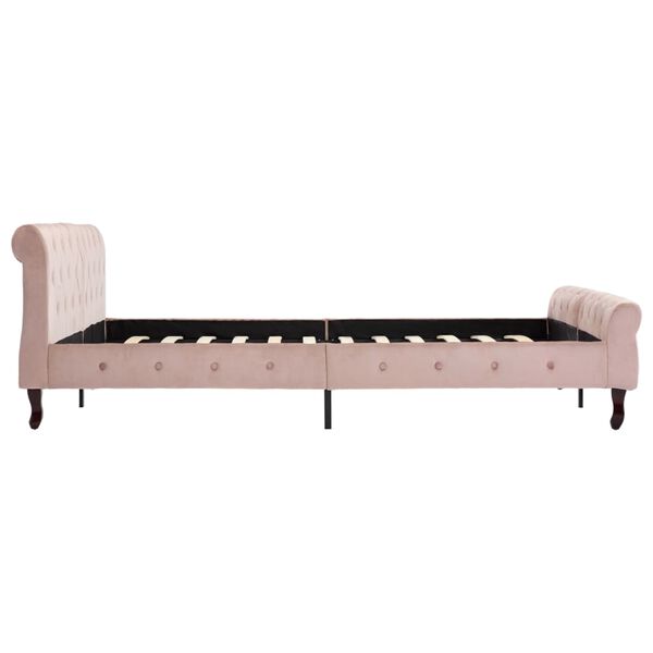 vidaXL Estrutura de cama 160x200 cm veludo cor-de-rosa