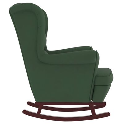 vidaXL Cadeira de baloiço c/ pernas em seringueira veludo verde-escuro