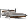 vidaXL Estrutura de cama sem colch&atilde;o 183x213cm metal carvalho fumado