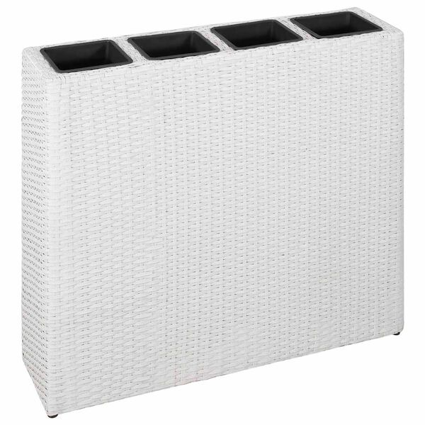 vidaXL Floreiras de jardim com 4 vasos 2 pcs vime PE branco