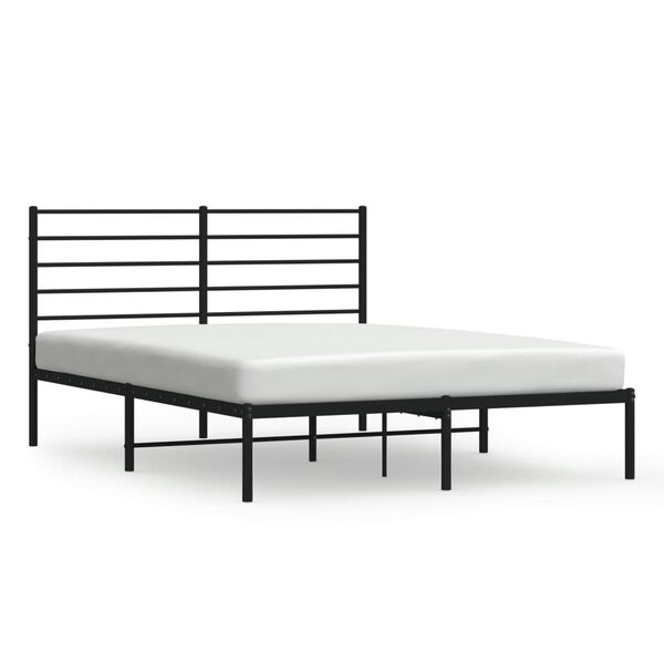 vidaXL Estrutura de cama com cabeceira 140x190 cm metal preto