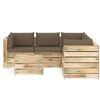 vidaXL 6 pcs conj. lounge jardim c/ almofad&otilde;es madeira impreg. verde