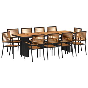 vidaXL Conjunto de Jantar para Jardim 11 pcs Preto e Marrom vime PE
