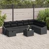 vidaXL Conjunto de Sof&aacute; de Jardim 9 pcs Preto Rattan Sint&eacute;tico