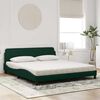 vidaXL Cama com colch&atilde;o Dover 180x200 cm veludo verde-escuro