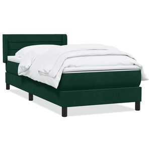 vidaXL Cama com molas/colch&atilde;o verde-escuro 80x220 cm veludo