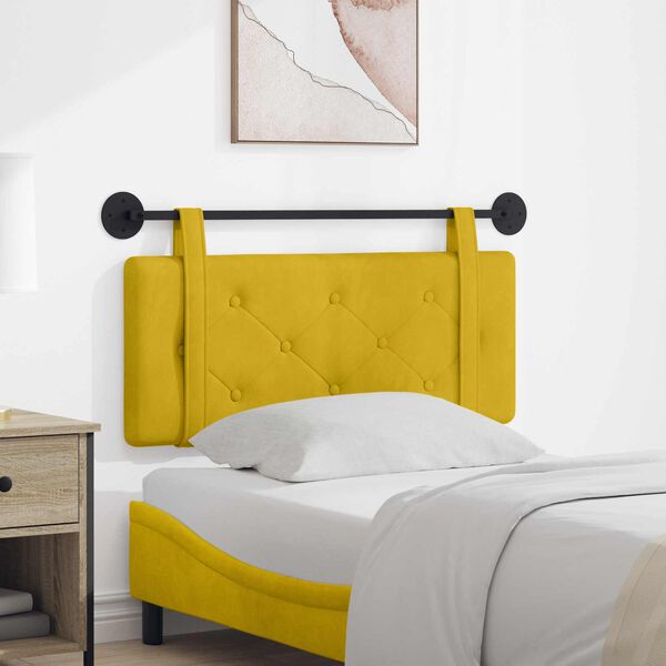 vidaXL Cabeceira Suspensa Amarelo 110 x 55 x 5 cm Veludo