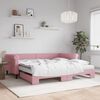 vidaXL Sof&aacute;-cama com gavet&atilde;o e colch&otilde;es 100x200 cm veludo rosa