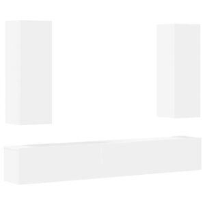 vidaXL Conjunto m&oacute;veis de TV 5 pcs madeira processada branco