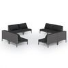 vidaXL 8 pcs conj. lounge jardim c/ almofad&otilde;es vime PE cinzento-escuro
