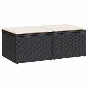 vidaXL 2 pcs conjunto sof&aacute;s jardim c/ almofad&otilde;es vime PE/ac&aacute;cia preto