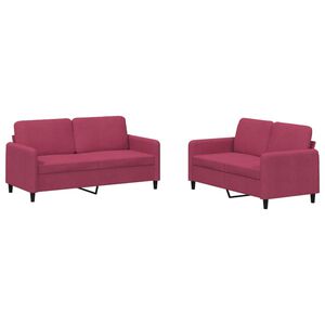vidaXL 2 pcs conjunto de sof&aacute;s veludo vermelho-tinto