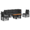 vidaXL Conjunto de Sof&aacute; de Jardim 7 unid. Preto e Cinza Escuro vime PE