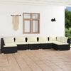 vidaXL 7 pcs conjunto lounge de jardim c/ almofad&otilde;es vime PE preto