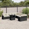 vidaXL 11 pcs conjunto sof&aacute;s de jardim c/ almofad&otilde;es vime PE preto