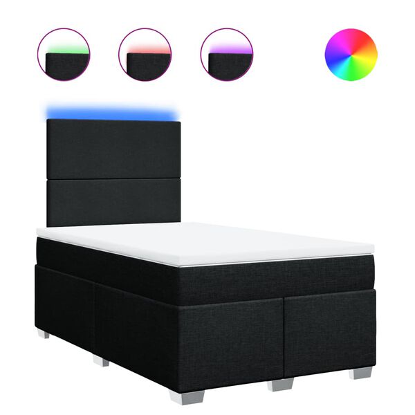 vidaXL Cama boxspring com colch&atilde;o 120x190 cm tecido preto