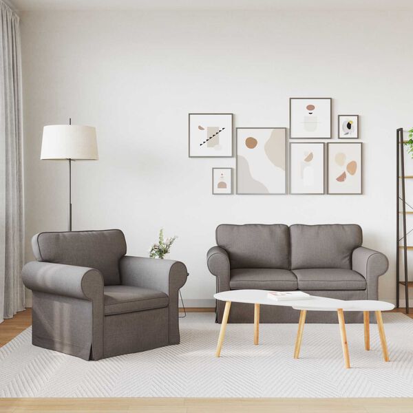 vidaXL Sof&aacute; 2 pcs Cinzento-acastanhado 155 x 82 x 80 cm tecido