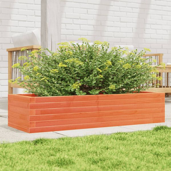 vidaXL Vaso/floreira de jardim 110x40x23 cm pinho maci&ccedil;o castanho-mel