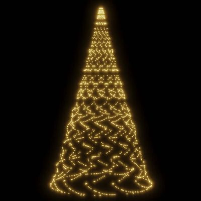 vidaXL Árvore de Natal mastro de bandeira 1400LEDs 500cm branco quente