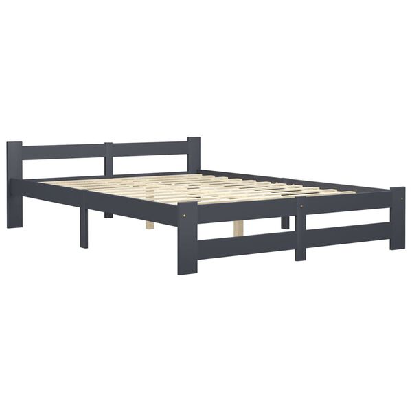 vidaXL Estrutura de cama 120x200 cm pinho maciço cinzento-escuro