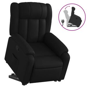 vidaXL Poltrona reclin&aacute;vel elevat&oacute;ria couro artificial preto