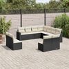 vidaXL 11 pcs conjunto sof&aacute;s de jardim c/ almofad&otilde;es vime PE preto