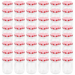 vidaXL Frascos de vidro com tampas brancas e vermelhas 48 pcs 230 ml
