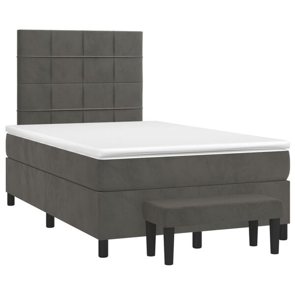 vidaXL Cama boxspring com colch&atilde;o 120x200 cm veludo cinzento-escuro