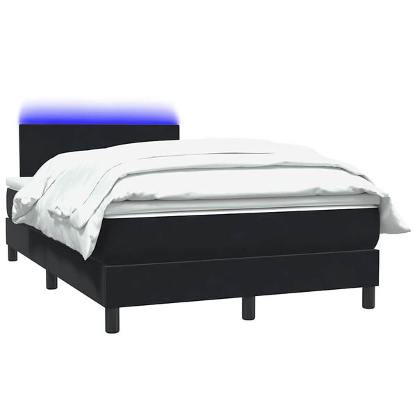 vidaXL Cama box spring c/ colch&atilde;o e LED 120x210 cm veludo preto