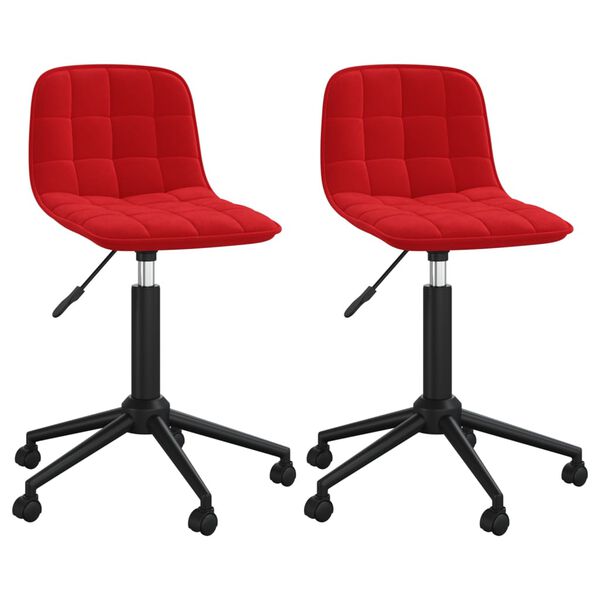 vidaXL Cadeiras de jantar girat&oacute;rias 2 pcs veludo vermelho tinto