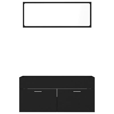 vidaXL 2 pcs conjunto de móveis de casa de banho contraplacado preto